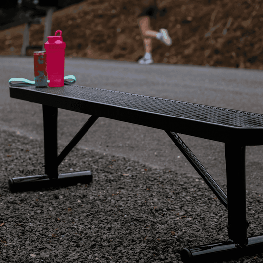 6FT Industrial Park Bench with Back, Inground Mount Frame