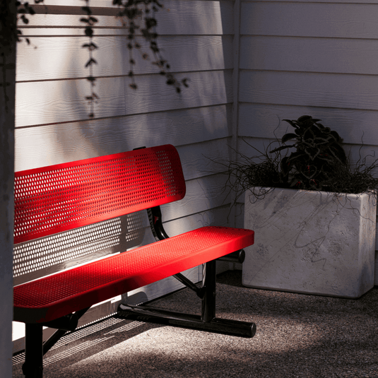 6FT Commercial Park Bench without Back, Surface Mount Frame