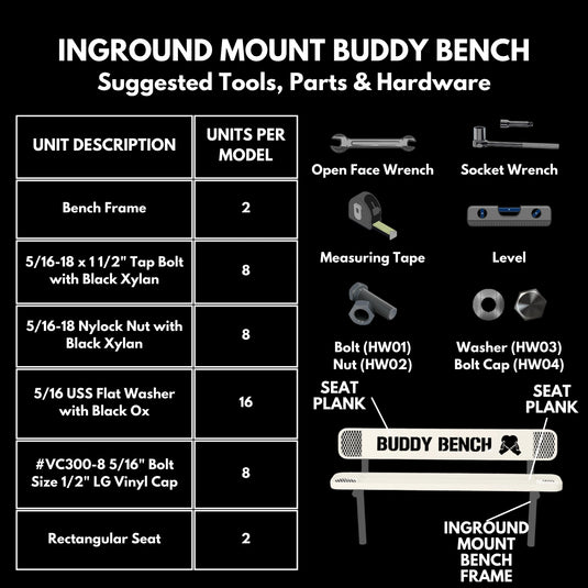 Buddy Bench with Inground Mount Frame