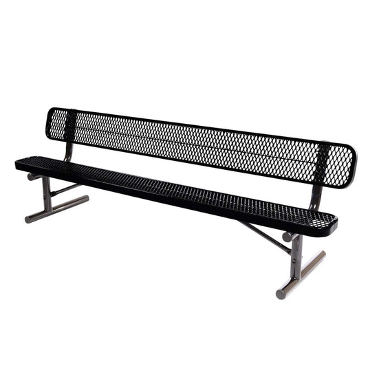 8 FT All-Weather Park Bench with Back, Portable Frame