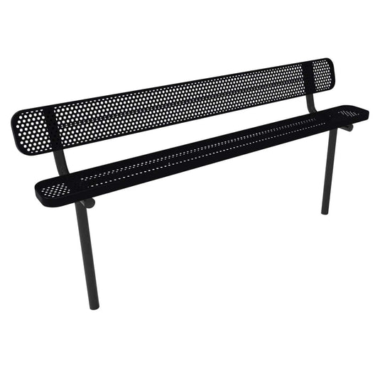 8FT Industrial Park Bench with Back, Inground Mount Frame