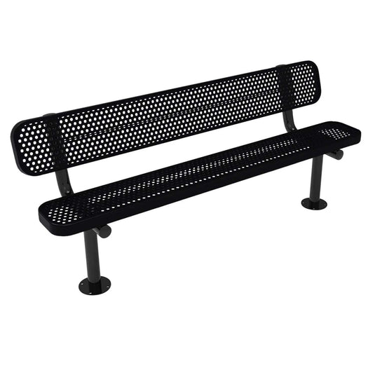 6FT Commercial Park Bench with Back, Surface Mount Frame