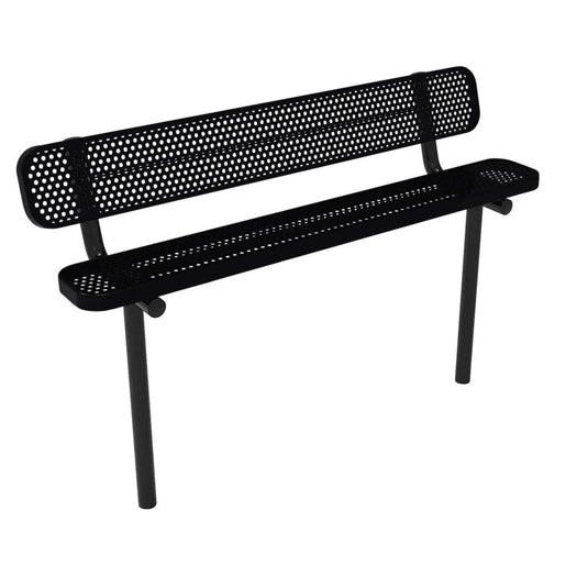 6FT Industrial Park Bench with Back, Inground Mount Frame