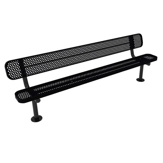 8FT Commercial Park Bench with Back, Surface Mount Frame