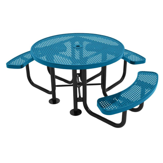 3-Seat Round Metal Outdoor Picnic Table