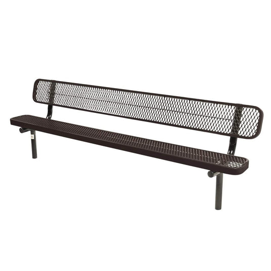 8FT Industrial Park Bench with Back, Inground Mount Frame