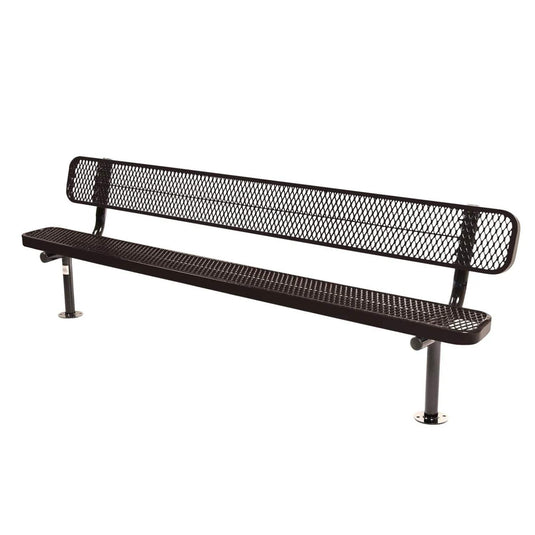 8FT Commercial Park Bench with Back, Surface Mount Frame