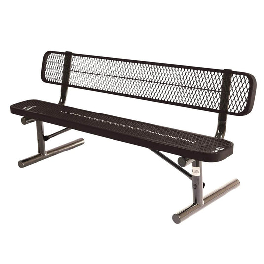 6 FT All-Weather Park Bench with Back, Portable Frame