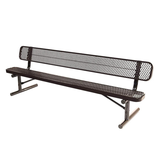 8 FT All-Weather Park Bench with Back, Portable Frame