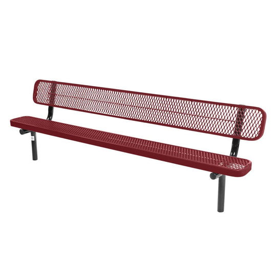 8FT Industrial Park Bench with Back, Inground Mount Frame