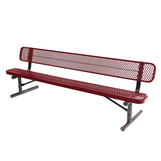 8 FT All-Weather Park Bench with Back, Portable Frame