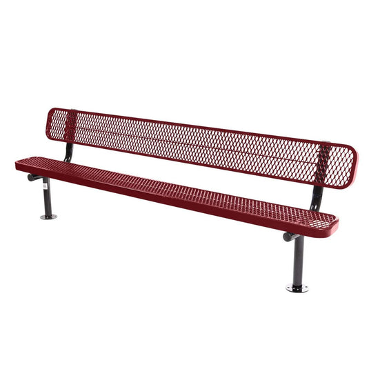 8FT Commercial Park Bench with Back, Surface Mount Frame