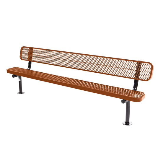 8FT Commercial Park Bench with Back, Surface Mount Frame