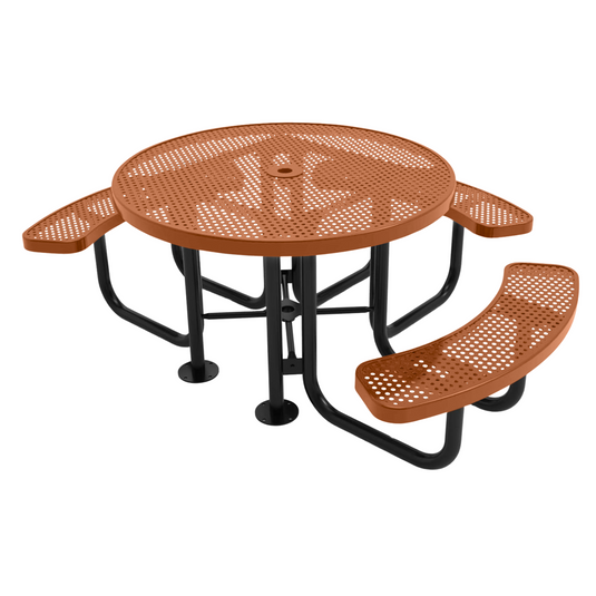 3-Seat Round Metal Outdoor Picnic Table