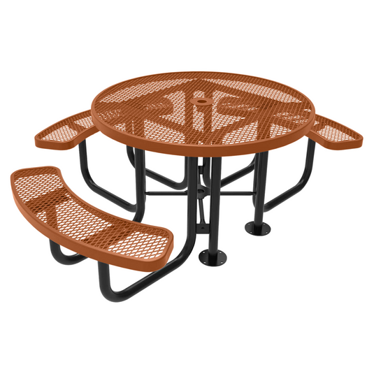 3-Seat Round Metal Outdoor Picnic Table
