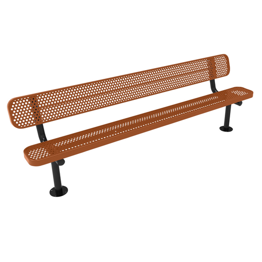 8FT Commercial Park Bench with Back, Surface Mount Frame