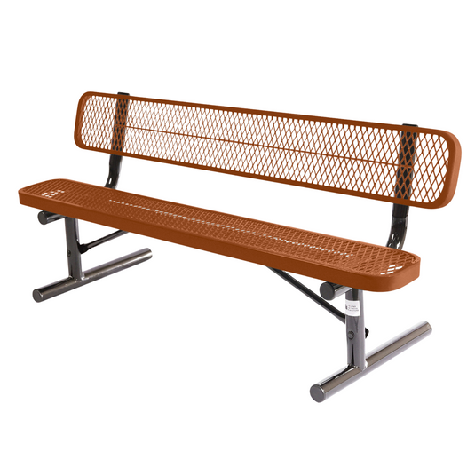 6 FT All-Weather Park Bench with Back, Portable Frame