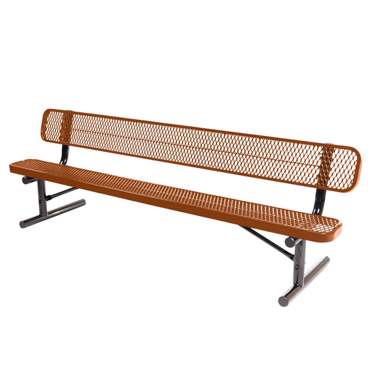 8 FT All-Weather Park Bench with Back, Portable Frame