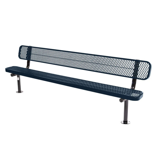 8FT Commercial Park Bench with Back, Surface Mount Frame