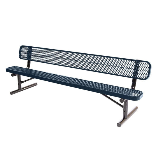 8 FT All-Weather Park Bench with Back, Portable Frame