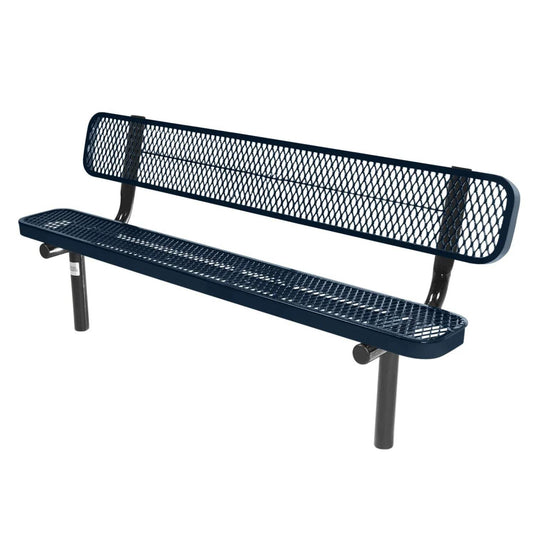 6FT Industrial Park Bench with Back, Inground Mount Frame