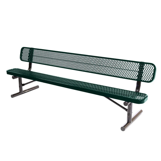 8 FT All-Weather Park Bench with Back, Portable Frame