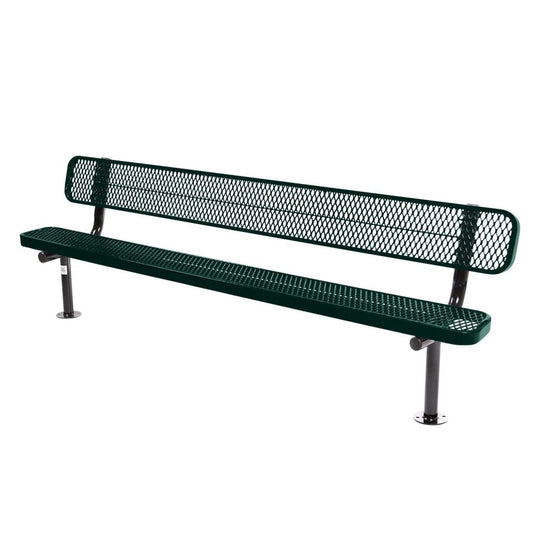 8FT Commercial Park Bench with Back, Surface Mount Frame