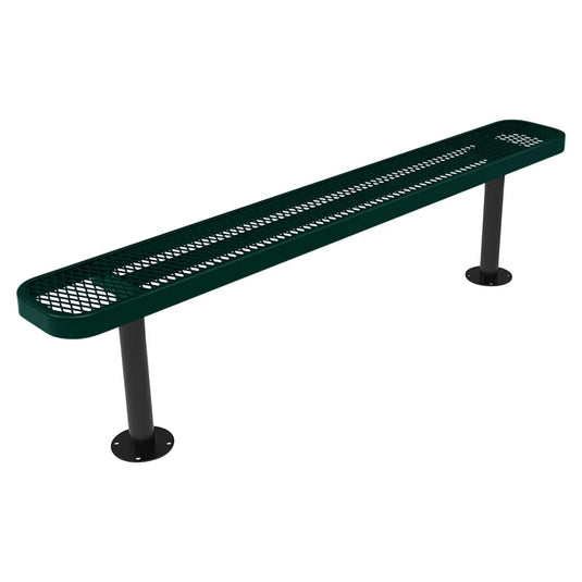 6FT Commercial Park Bench without Back, Surface Mount Frame