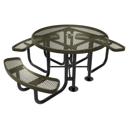 3-Seat Round Metal Outdoor Picnic Table
