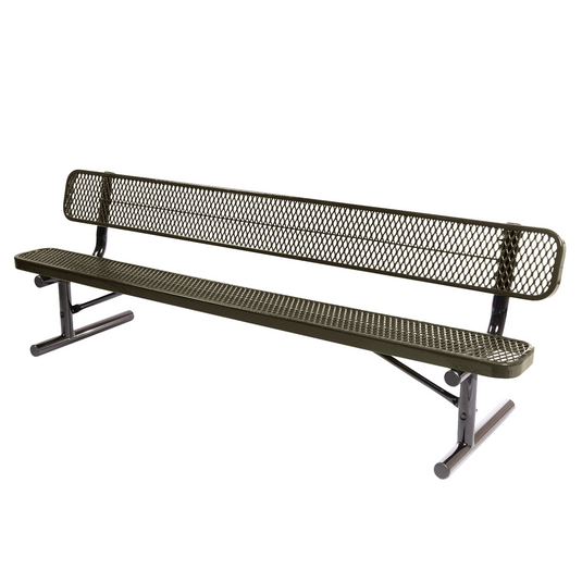 8 FT All-Weather Park Bench with Back, Portable Frame