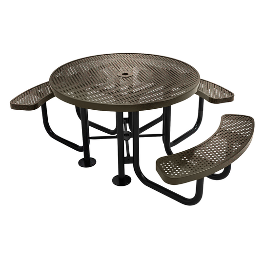 3-Seat Round Metal Outdoor Picnic Table