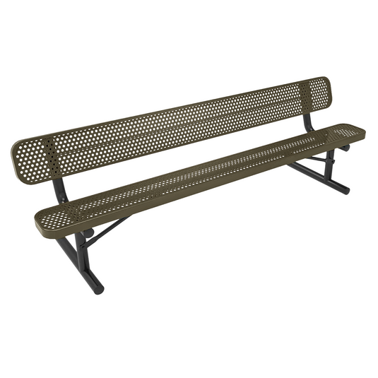 8 FT All-Weather Park Bench with Back, Portable Frame