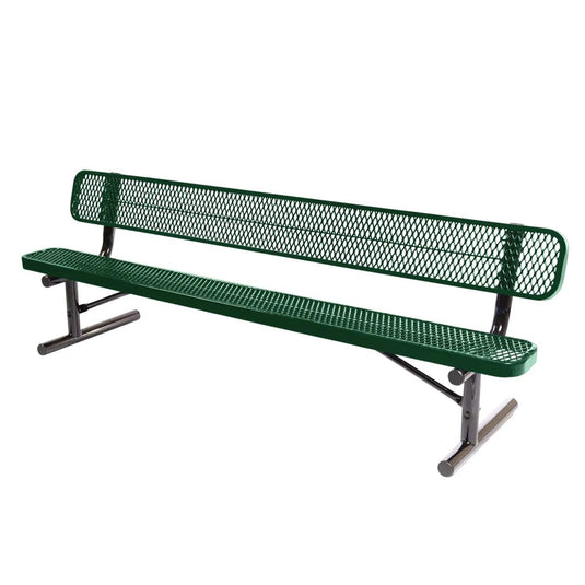 8 FT All-Weather Park Bench with Back, Portable Frame