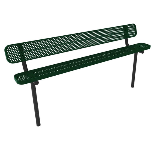 8FT Industrial Park Bench with Back, Inground Mount Frame