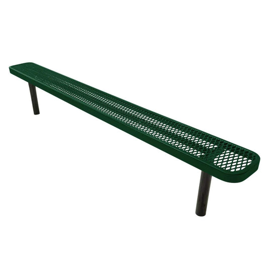 8FT Industrial Park Bench without Back, Inground Mount Frame