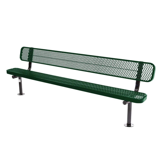 8FT Commercial Park Bench with Back, Surface Mount Frame