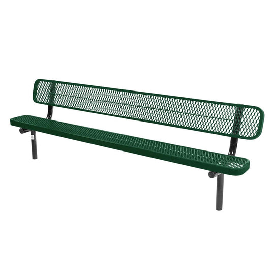 8FT Industrial Park Bench with Back, Inground Mount Frame