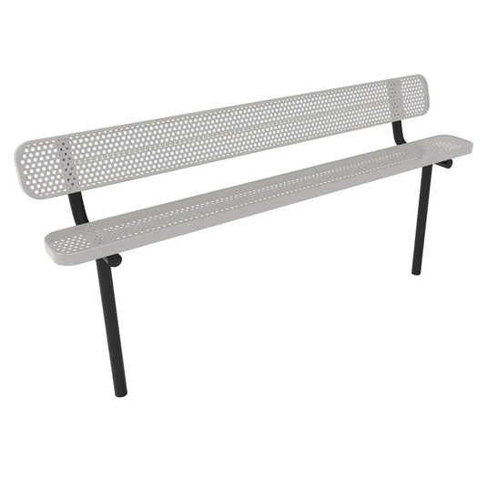 8FT Industrial Park Bench with Back, Inground Mount Frame