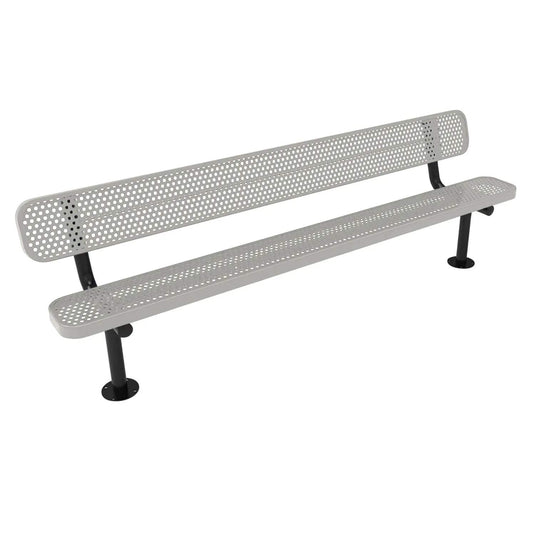 8FT Commercial Park Bench with Back, Surface Mount Frame