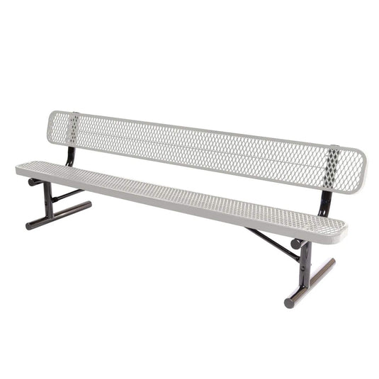 8 FT All-Weather Park Bench with Back, Portable Frame