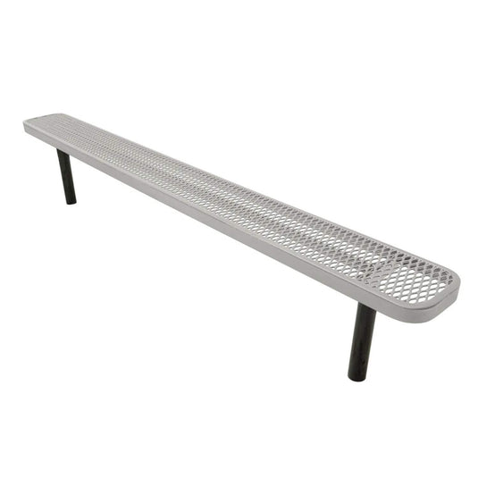 8FT Industrial Park Bench without Back, Inground Mount Frame