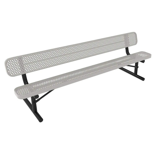 8 FT All-Weather Park Bench with Back, Portable Frame