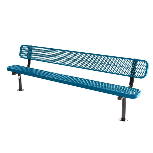 8FT Commercial Park Bench with Back, Surface Mount Frame