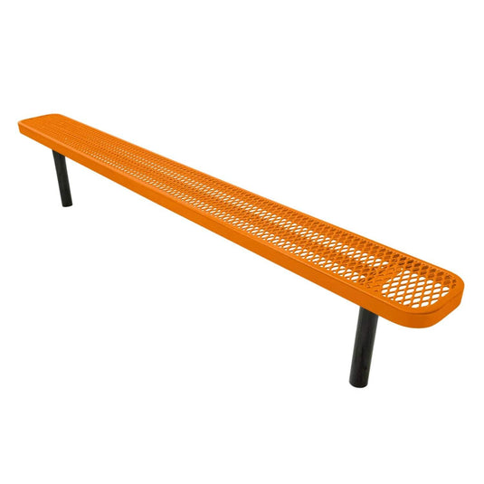 8FT Industrial Park Bench without Back, Inground Mount Frame