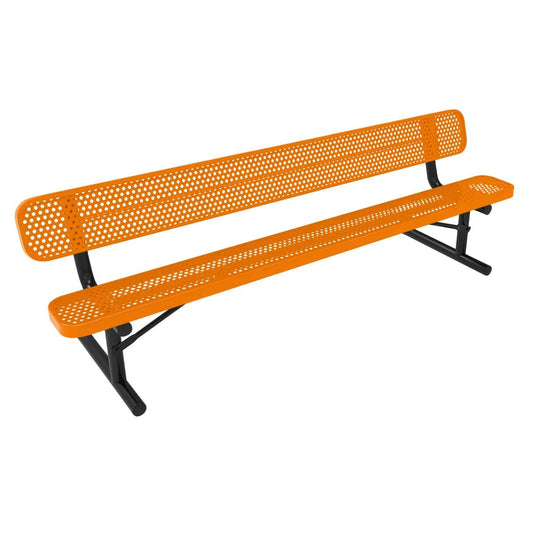 8 FT All-Weather Park Bench with Back, Portable Frame