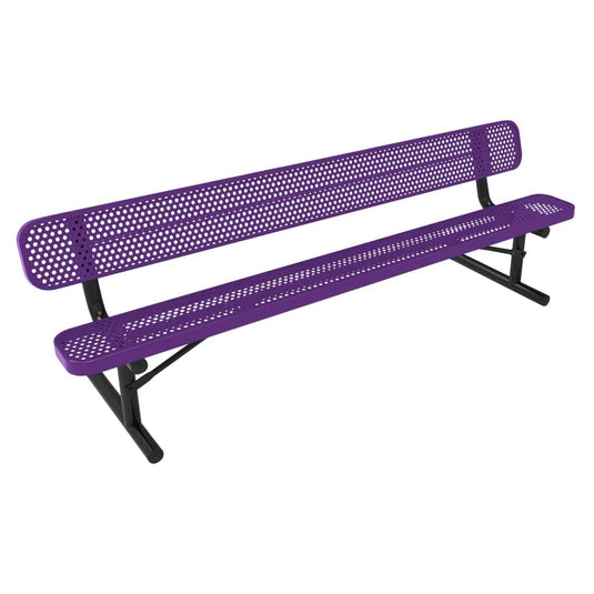 8 FT All-Weather Park Bench with Back, Portable Frame