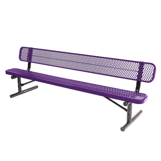 8 FT All-Weather Park Bench with Back, Portable Frame