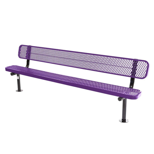 8FT Commercial Park Bench with Back, Surface Mount Frame