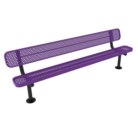 8FT Commercial Park Bench with Back, Surface Mount Frame