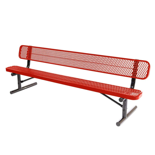 8 FT All-Weather Park Bench with Back, Portable Frame